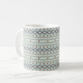 Aztec Shapes Pattern Rusts Cream Blauwgroen-Blue Koffiemok (Voorkant links)