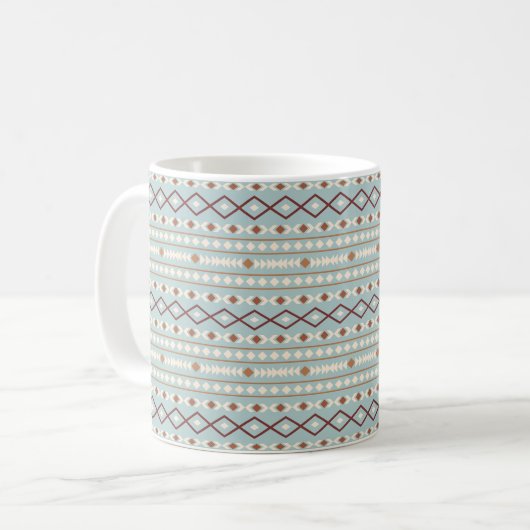 Aztec Shapes Pattern Rusts Cream Blauwgroen-Blue Koffiemok (Voorkant links)