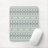 Aztec Shapes Pattern Rusts Cream Blauwgroen-Blue Muismat (Met muis)