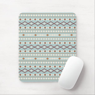 Aztec Shapes Pattern Rusts Cream Blauwgroen-Blue Muismat
