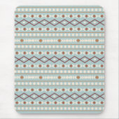Aztec Shapes Pattern Rusts Cream Blauwgroen-Blue Muismat (Voorkant)