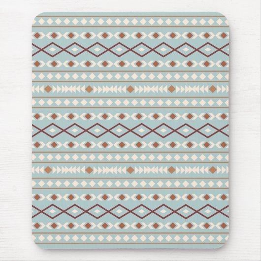 Aztec Shapes Pattern Rusts Cream Blauwgroen-Blue Muismat (Voorkant)