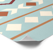 Aztec Shapes Pattern Rusts Cream Blauwgroen-Blue Poster (Hoek)