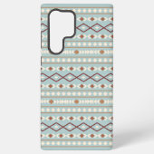 Aztec Shapes Pattern Rusts Cream Blauwgroen-Blue Samsung Galaxy Hoesje (Achterkant)