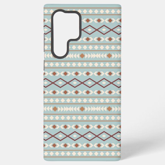 Aztec Shapes Pattern Rusts Cream Blauwgroen-Blue Samsung Galaxy Hoesje (Achterkant)