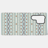 Aztec Shapes Pattern Rusts Cream Blauwgroen-Blue Samsung Galaxy Hoesje (Achterkant horizontaal)
