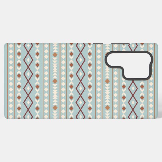 Aztec Shapes Pattern Rusts Cream Blauwgroen-Blue Samsung Galaxy Hoesje (Achterkant horizontaal)