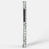 Aztec Shapes Pattern Rusts Cream Blauwgroen-Blue Samsung Galaxy Hoesje (Rechterkant)