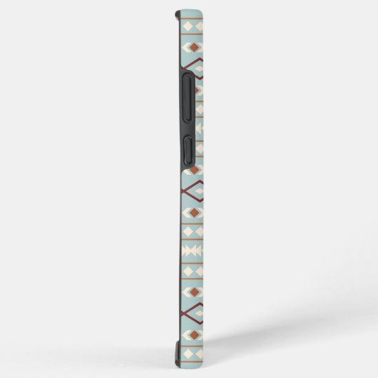Aztec Shapes Pattern Rusts Cream Blauwgroen-Blue Samsung Galaxy Hoesje (Rechterkant)
