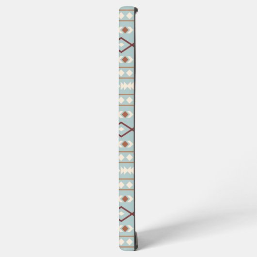Aztec Shapes Pattern Rusts Cream Blauwgroen-Blue Samsung Galaxy Hoesje (Linkerkant)