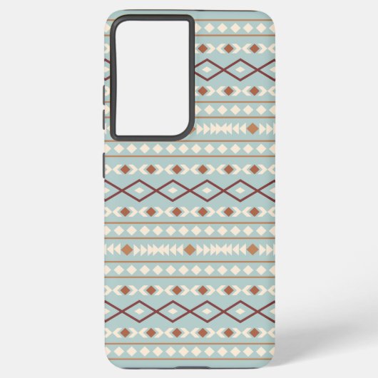 Aztec Shapes Pattern Rusts Cream Blauwgroen-Blue Samsung Galaxy Hoesje (Achterkant)