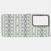 Aztec Shapes Pattern Rusts Cream Blauwgroen-Blue Samsung Galaxy Hoesje (Achterkant horizontaal)