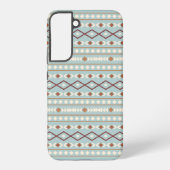 Aztec Shapes Pattern Rusts Cream Blauwgroen-Blue Samsung Galaxy Hoesje (Achterkant)