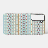 Aztec Shapes Pattern Rusts Cream Blauwgroen-Blue Samsung Galaxy Hoesje (Achterkant horizontaal)