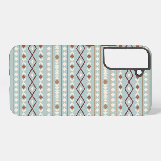 Aztec Shapes Pattern Rusts Cream Blauwgroen-Blue Samsung Galaxy Hoesje (Achterkant horizontaal)
