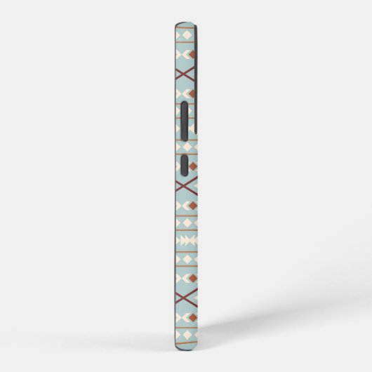 Aztec Shapes Pattern Rusts Cream Blauwgroen-Blue Samsung Galaxy Hoesje (Rechterkant)