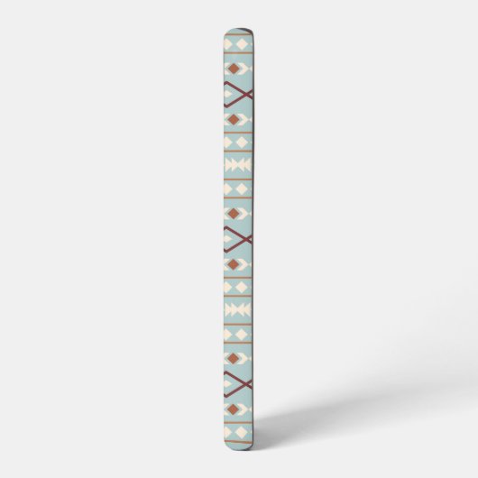Aztec Shapes Pattern Rusts Cream Blauwgroen-Blue Samsung Galaxy Hoesje (Linkerkant)