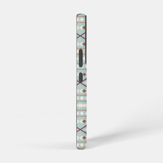 Aztec Shapes Pattern Rusts Cream Blauwgroen-Blue Samsung Galaxy Hoesje (Rechterkant)