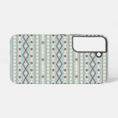 Aztec Shapes Pattern Rusts Cream Blauwgroen-Blue Samsung Galaxy Hoesje (Achterkant horizontaal)