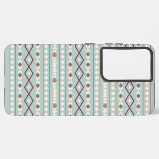 Aztec Shapes Pattern Rusts Cream Blauwgroen-Blue Samsung Galaxy Hoesje (Linkerkant)