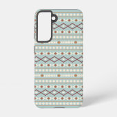 Aztec Shapes Pattern Rusts Cream Blauwgroen-Blue Samsung Galaxy Hoesje (Achterkant)