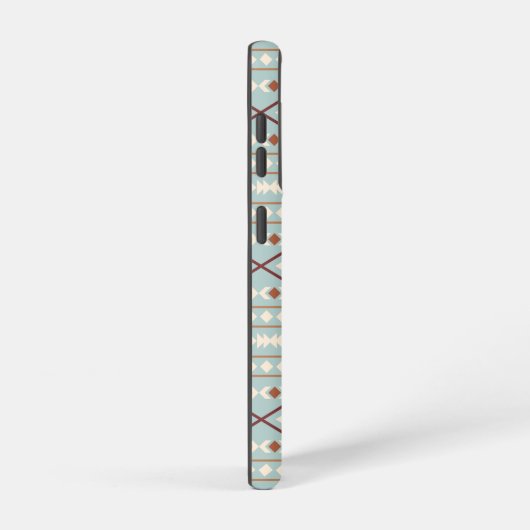 Aztec Shapes Pattern Rusts Cream Blauwgroen-Blue Samsung Galaxy Hoesje (Rechterkant)