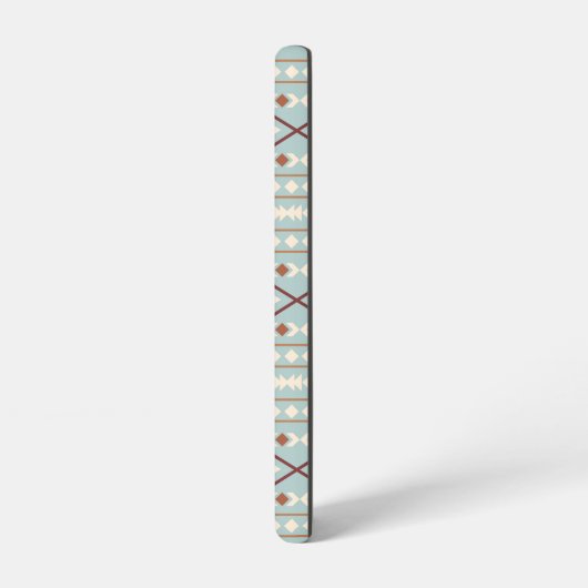Aztec Shapes Pattern Rusts Cream Blauwgroen-Blue Samsung Galaxy Hoesje (Linkerkant)