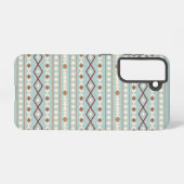 Aztec Shapes Pattern Rusts Cream Blauwgroen-Blue Samsung Galaxy Hoesje (Achterkant horizontaal)