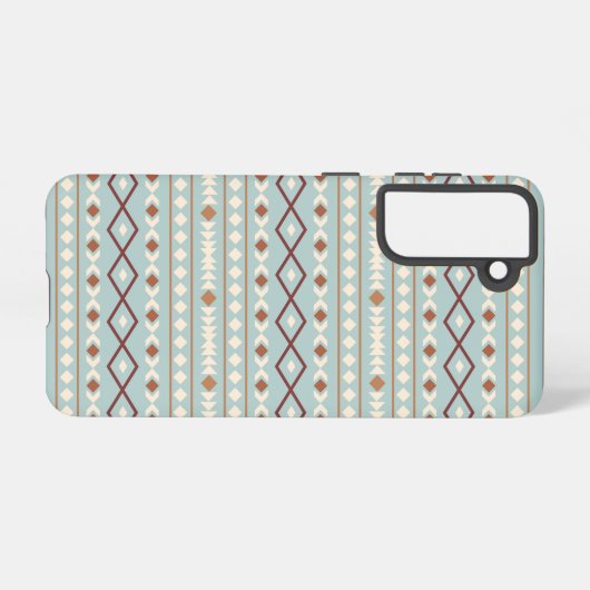 Aztec Shapes Pattern Rusts Cream Blauwgroen-Blue Samsung Galaxy Hoesje (Achterkant horizontaal)