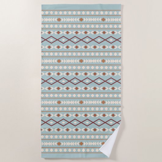 Aztec Shapes Pattern Rusts Cream Blauwgroen-Blue Strandlaken (Voorkant)