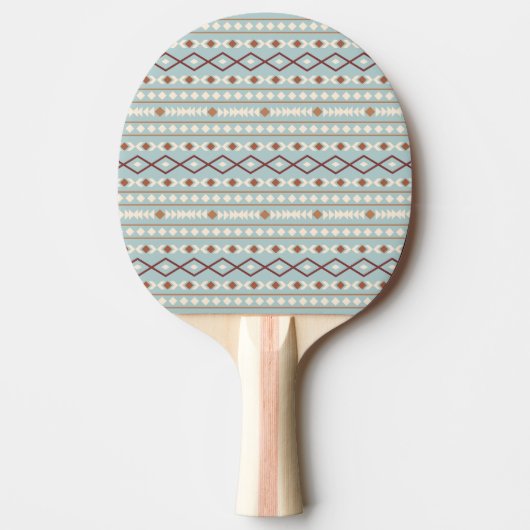 Aztec Shapes Pattern Rusts Cream Blauwgroen-Blue Tafeltennisbatje (Voorkant)