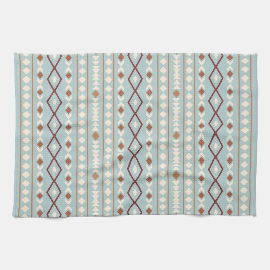 Aztec Shapes Pattern Rusts Cream Blauwgroen-Blue Theedoek (Horizontaal)