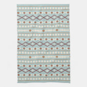 Aztec Shapes Pattern Rusts Cream Blauwgroen-Blue Theedoek (Verticaal)