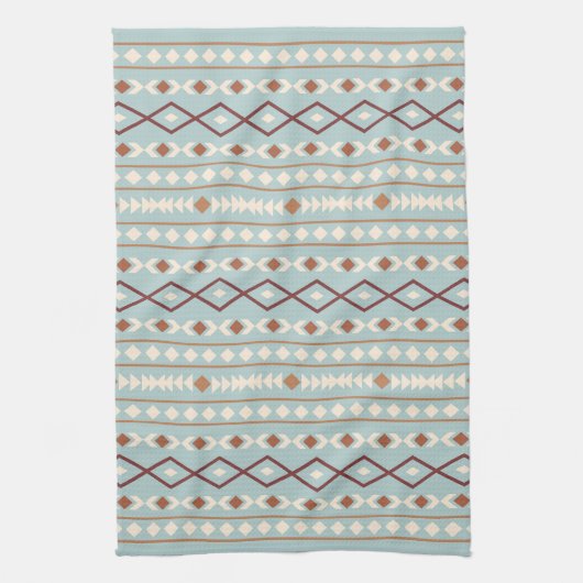 Aztec Shapes Pattern Rusts Cream Blauwgroen-Blue Theedoek (Verticaal)