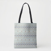 Aztec Shapes Pattern Rusts Cream Blauwgroen-Blue Tote Bag (Voorkant)