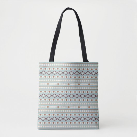 Aztec Shapes Pattern Rusts Cream Blauwgroen-Blue Tote Bag (Voorkant)