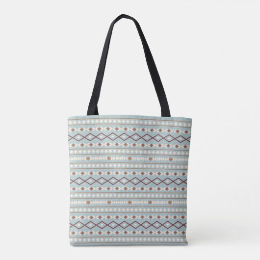 Aztec Shapes Pattern Rusts Cream Blauwgroen-Blue Tote Bag (Achterkant)