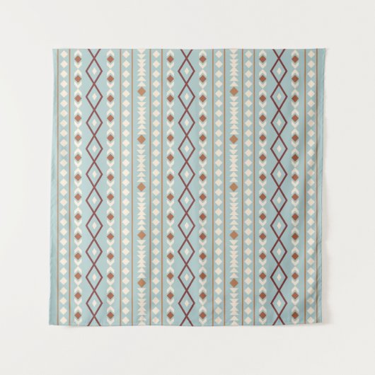 Aztec Shapes Pattern Rusts Cream Blauwgroen-Blue Wandkleed (Voorkant (horizontaal))