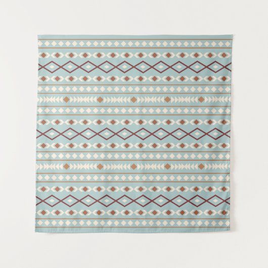 Aztec Shapes Pattern Rusts Cream Blauwgroen-Blue Wandkleed (Voorkant)