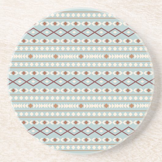 Aztec Shapes Pattern Rusts Cream Blauwgroen-Blue Zandsteen Onderzetter (Voorkant)