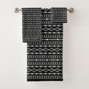 Aztec Shapes RPT Patroon Grijs Wit Zwart Bad Handdoek