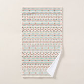 Aztec Shapes RPT Pattern Rust Blauwgroen Cream Bad Handdoek (Handdoek)