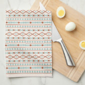 Aztec Shapes RPT Pattern Rust Blauwgroen Cream Theedoek (Quarter Fold)
