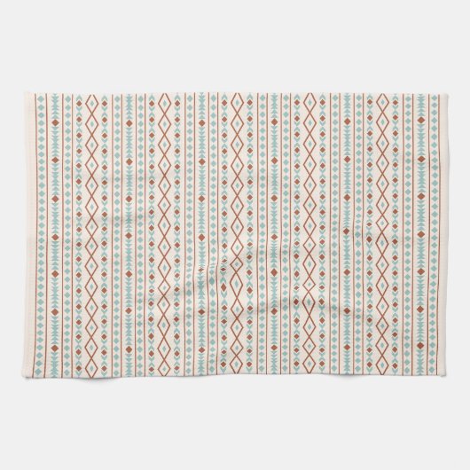 Aztec Shapes RPT Pattern Rust Blauwgroen Cream Theedoek (Horizontaal)