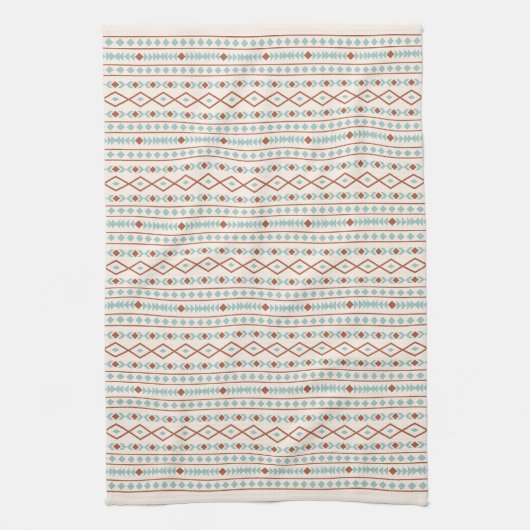 Aztec Shapes RPT Pattern Rust Blauwgroen Cream Theedoek (Verticaal)