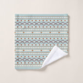 Aztec Shapes RPT Pattern Rusts Cream Blauwgroen-Bl Bad Handdoek (Wasdoekje)