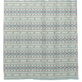 Aztec Shapes RPT Pattern Rusts Cream Blauwgroen-Bl Douchegordijn (Voorkant)