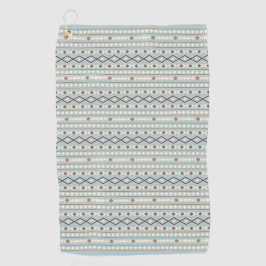Aztec Shapes RPT Pattern Rusts Cream Blauwgroen-Bl Golfhanddoek (Voorkant)