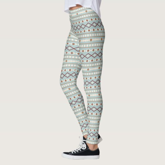 Aztec Shapes RPT Pattern Rusts Cream Blauwgroen-Bl Leggings (Links)
