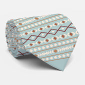 Aztec Shapes RPT Pattern Rusts Cream Blauwgroen-Bl Stropdas (Opgerold)